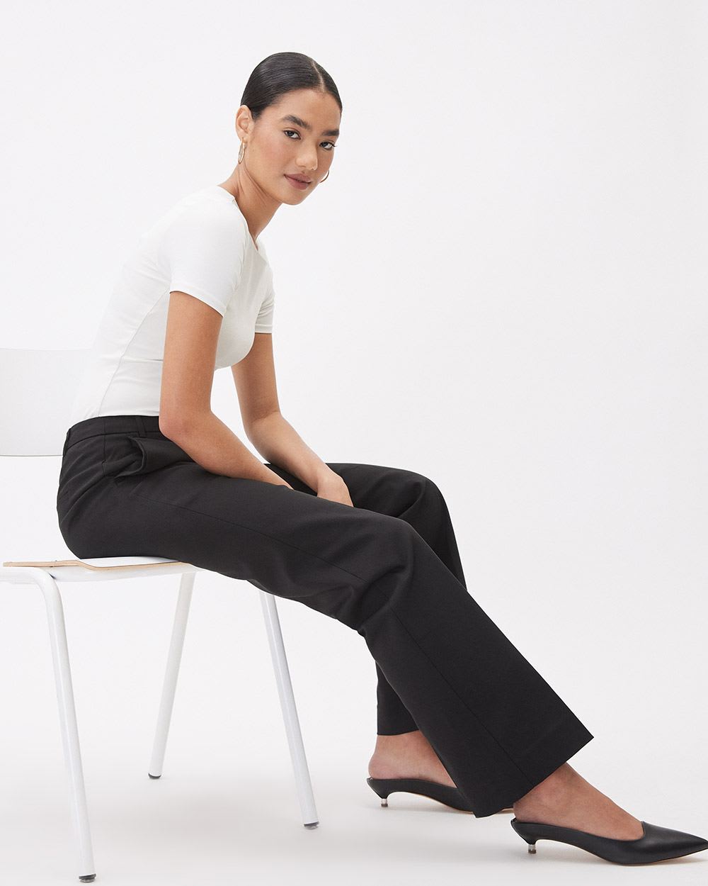 The wear everywhere wide but not too wide signature pant from RW&Co in stretch cotton.
